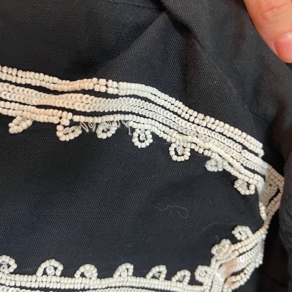 Zara Vintage Beaded Off Shoulder Tunic / Mini Dress, Black w/ White Beads, XS - Picture 12 of 12